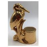 Vintage Gold Luster Ceramic Bird Planter – Heron or Crane Style