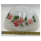 Vintage Fire-King Milk Glass Bowl – Pink Flowers with Green Leaves