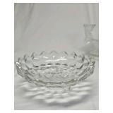 Vintage Crystal Glass Lot – Etched Vase, Candelabra, & Floral Bowls