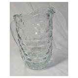 Vintage Depression Glass Pitcher – Clear Cube Block Pattern