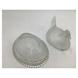 Vintage Clear Glass Hen on Nest Covered Dish