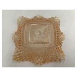 Vintage Amber Pressed Glass Diamond Quilted Dish