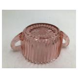 Vintage Pink Depression Glass Ribbed Handled Bowl
