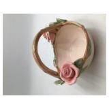 Vintage ceramic basket with rose accents