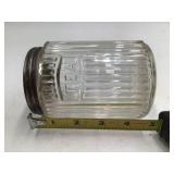 Vintage Embossed Glass Tea Canister – Ribbed Jar with Metal Lid