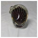 Vintage Art Glass Strawberry Paperweight – Bubble Inclusion & Clear Encased