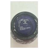 Vintage Cobalt Blue Glass Vase – Etched Floral Scroll Design, Michael Weems Collection