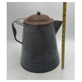 Vintage Gray Enameled Coffee Pot Percolator