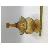 Vintage Amber Glass Candy Dish with Lid