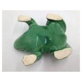 Vintage Green Glazed Ceramic Frog Planter