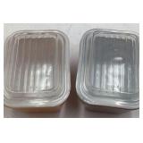 Pair of Vintage Pyrex 621-B 12 oz Caramel & Chocolate Brown Custard Cups with Lids