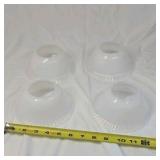 Vintage White Milk Glass Lamp Shades Set Ruffled Ribbed Scalloped Edge 4 Pieces
