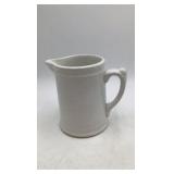 Vintage Homer Laughlin White Creamware Bowl and Pitcher Set Scalloped Rim