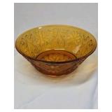 Vintage Amber Depression Glass Bowls – Embossed Floral Design