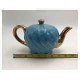 Vintage Turquoise & Gold Ceramic Teapot