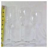 Lot of 10 Vintage assortment of Crystal Champagne Flutes – Twisted Stem & Cut Bowl Design