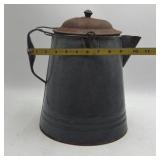 Vintage Gray Enameled Coffee Pot Percolator