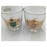 Vintage Monogrammed Crest Glass Barware Set