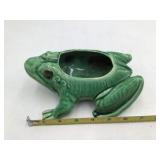 Vintage Green Glazed Ceramic Frog Planter