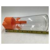 Vintage Orange and Clear Glass Pitcher Mid-Century Mod Geometric Diamond Design