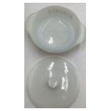 Vintage Fire-King Anchor Hocking Casserole Dish Atomic Starburst Pattern with Lid