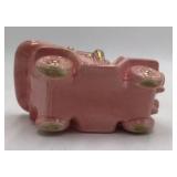 Vintage Pink Ceramic Model T Car Planter Gold Accents Open Top Novelty