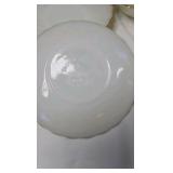 Vintage Fire-King Milk Glass Dinnerware Set Gold Trim Scalloped Edges