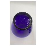 Vintage Cobalt Blue Glass Vase Flared Rim Bulbous Body Blown Style