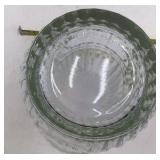 Vintage Green Rim Clear Glass Vase Fluted Scalloped Top FTD 1986 Copyright