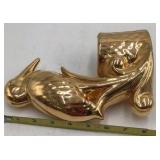 Vintage Gold Luster Ceramic Bird Planter – Heron or Crane Style