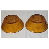 Vintage Amber Depression Glass Bowls – Embossed Floral Design