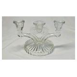 Vintage Crystal Glass Lot – Etched Vase, Candelabra, & Floral Bowls