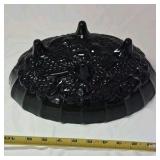 Vintage Dark Green Glass Footed Bowl