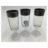 Vintage Black and Clear Glass Cordial or Liqueur Set