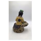 Vintage Chinese Porcelain Figurine Girl Riding Carp Incense Burner Crackle Glaze