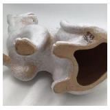 Vintage White Ceramic Siamese Cat Figurine Blue Eyes Looking Up #533 Italy