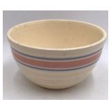 Vintage Blue and Cream Ceramic Mixing Bowl Set Embossed Rim & Striped Patterns