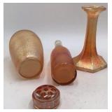 Vintage Iridescent Orange Amber Glass Group Carnival Glass