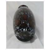 Vintage Art Glass Vase – Brown with White Swirl Marbled Design