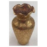 Vintage Gold Luster Ceramic Vase – Brown with Floral Design (Haviland Co. Marked)