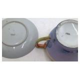 Vintage Ceramic Lot – Souvenir Bamboo Vase, Chinese Boy Figurine, Blue Cordial, Lusterware Sugar Bowl & Saucer, Footed Porcelain Bowl