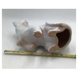 Vintage White Ceramic Siamese Cat Figurine Blue Eyes Looking Up #533 Italy