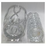 Vintage Crystal Glass Lot – Tall Vase, Bobble Bead Candlesticks & Fluted Vase