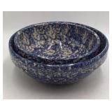 Vintage Rimosa Mariposa Blue Spatterware Ceramic Bowls Set Speckled Glaze