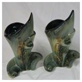 Vintage Hull Woodland Pottery Console Bowl, Basket & Vases