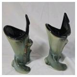 Vintage Hull Woodland Pottery Console Bowl, Basket & Vases