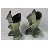 Vintage Hull Woodland Pottery Console Bowl, Basket & Vases