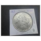 1887 Morgan Silver Dollar Marked MS65 When Purchased - Nice Mint Luster!!