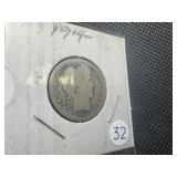 Three Barber Silver Quarters - 1908-O, 1910, and 1914