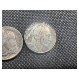 Two "Altered Design" Buffalo Nickels - Nicely carved